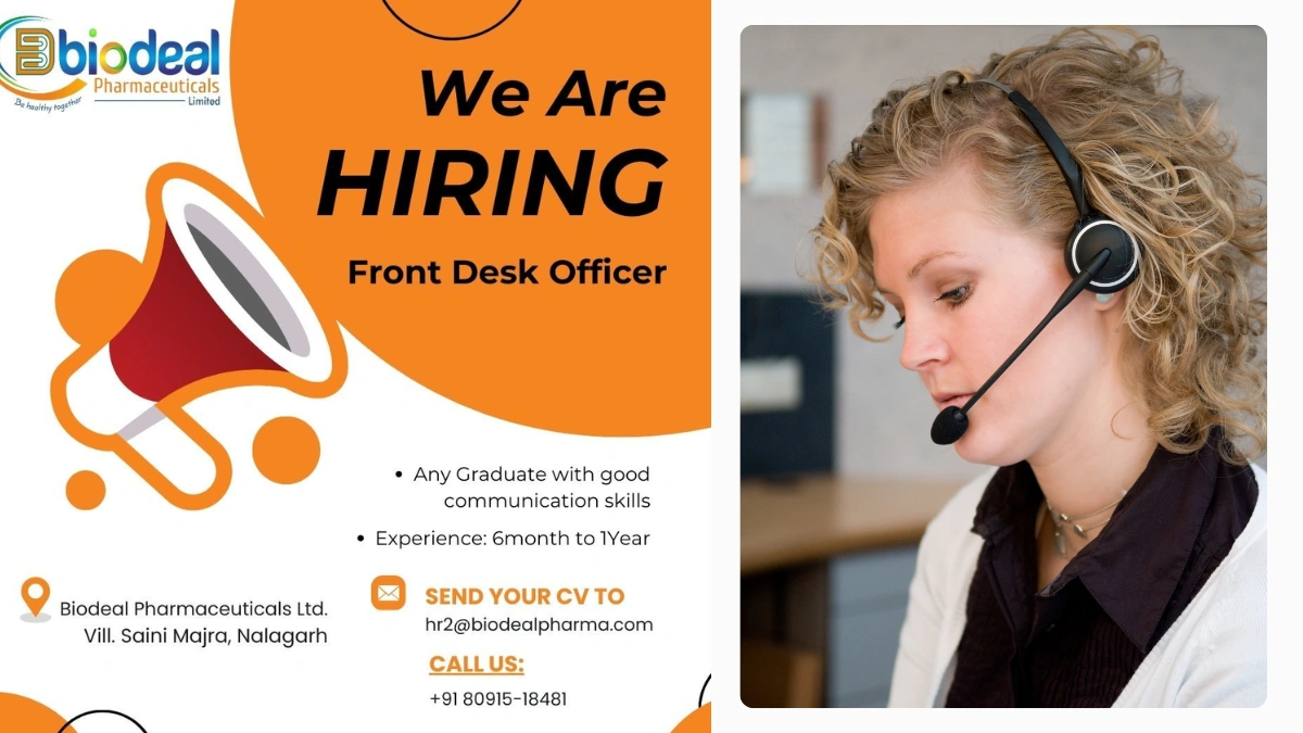 Biodeal Pharmaceuticals Hiring for Front Desk Officer Opportunity