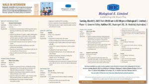 Biological E. Limited – Walk-In Interview for Speciality Injectables Roles