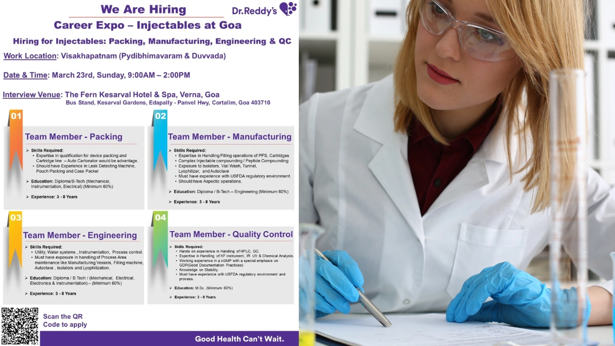Dr. Reddy’s Laboratories - Walk-In Interviews for Manufacturing, Packing, Quality Control, and Engineering