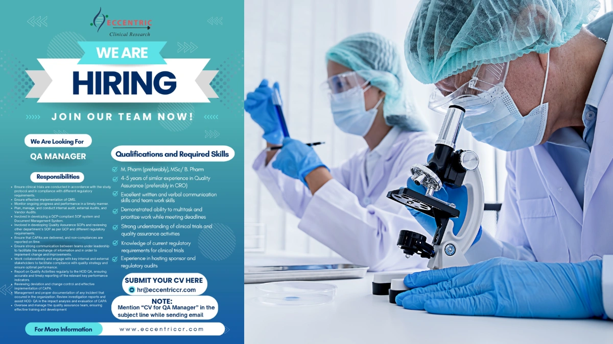 Eccentric Clinical Research – Job Opening for QA Manager