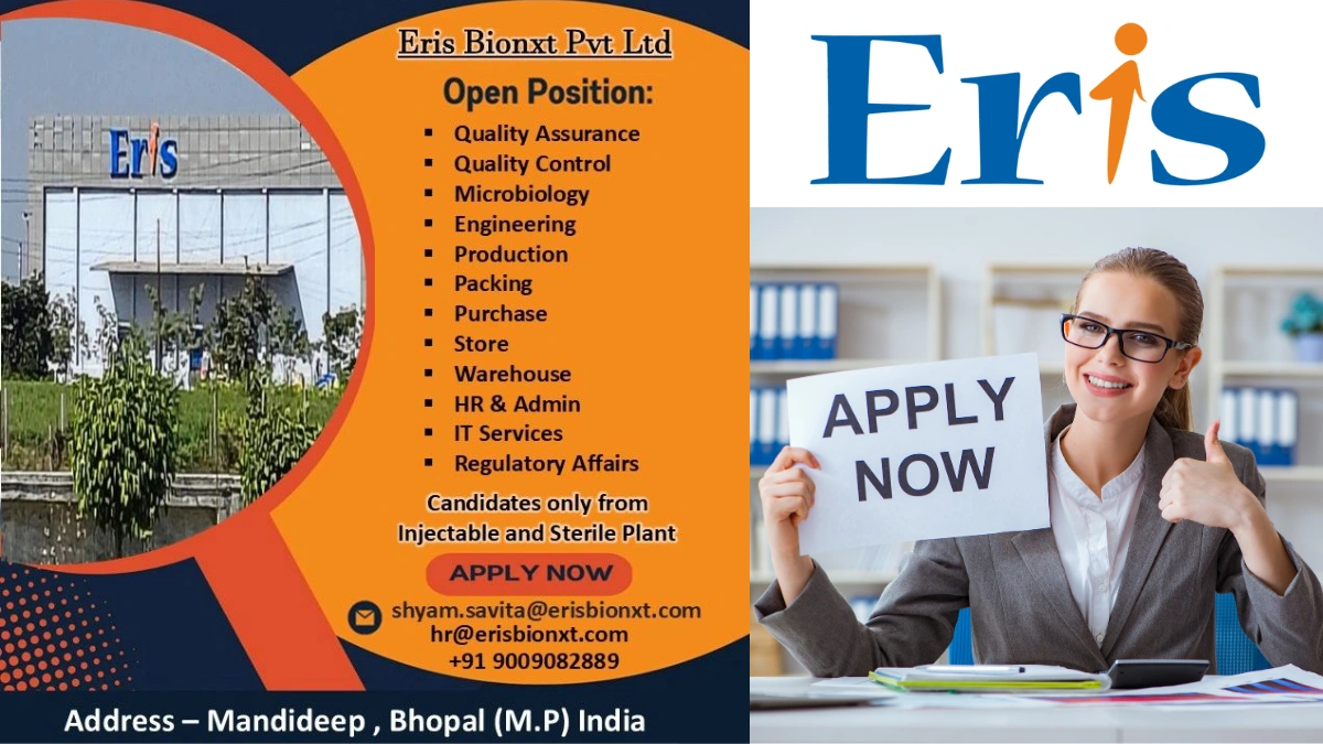 Eris Bionxt Is Hiring for QA, QC, Production, Packing, Warehouse and More Department