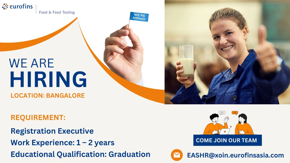 Eurofins Food & Feed Testing Hiring a Registration Executive – Bangalore