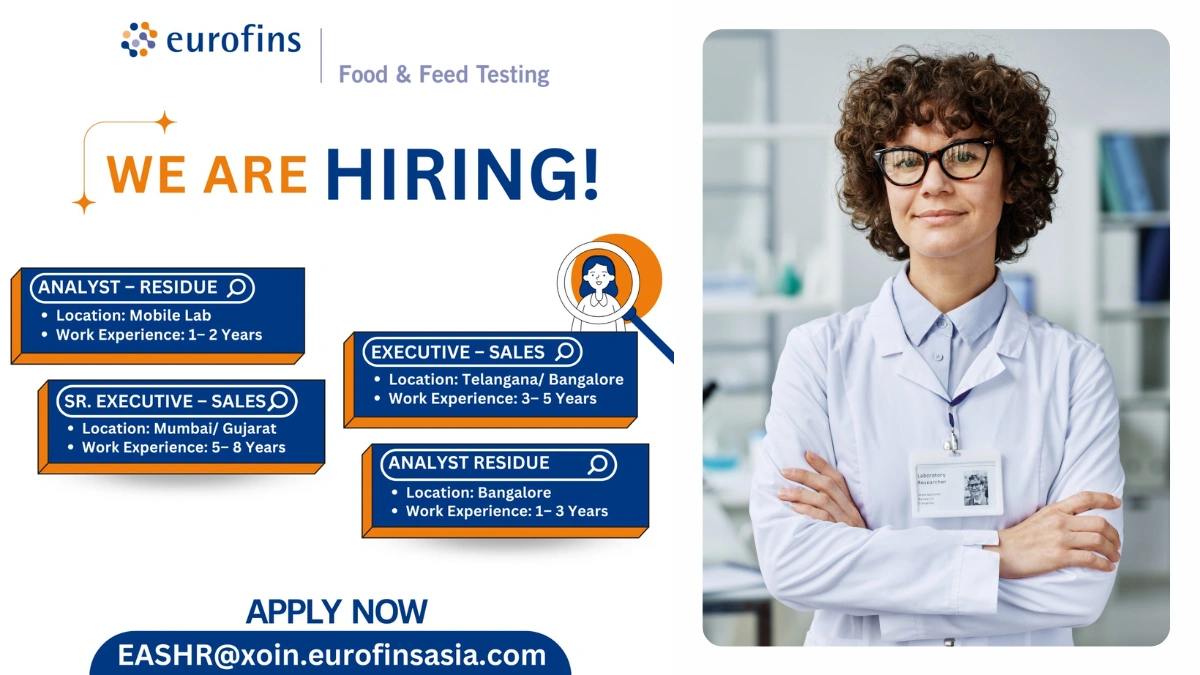 Eurofins Food & Feed Testing Hiring for Analysts and Sales Professionals