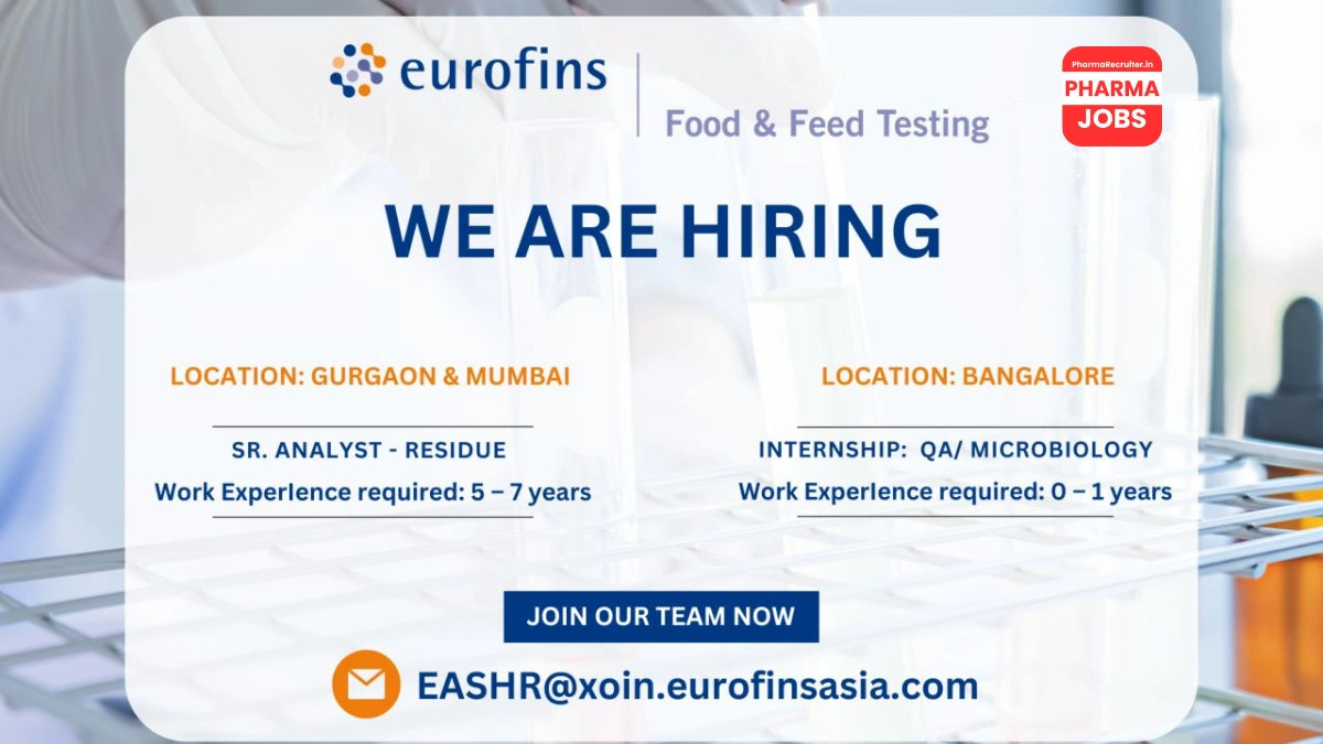 Eurofins Food & Feed Testing – Walk-In Interviews for Sr. Analyst and Internship Roles