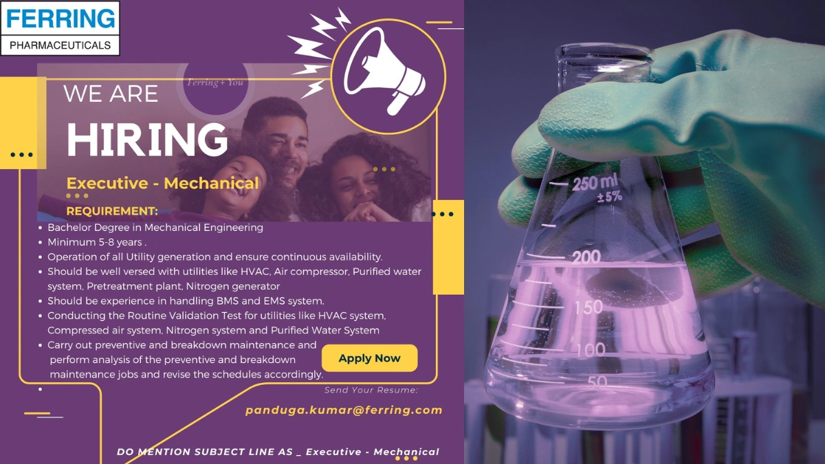 Ferring Pharmaceuticals Hiring Executive – Mechanical Engineering