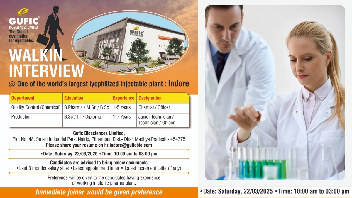 Gufic Biosciences Limited – Walk-In Interview for Quality Control and Production Roles