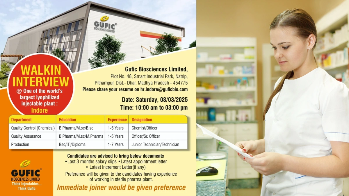 Gufic Biosciences Ltd Walk-In Interviews for QA, QC, and Production