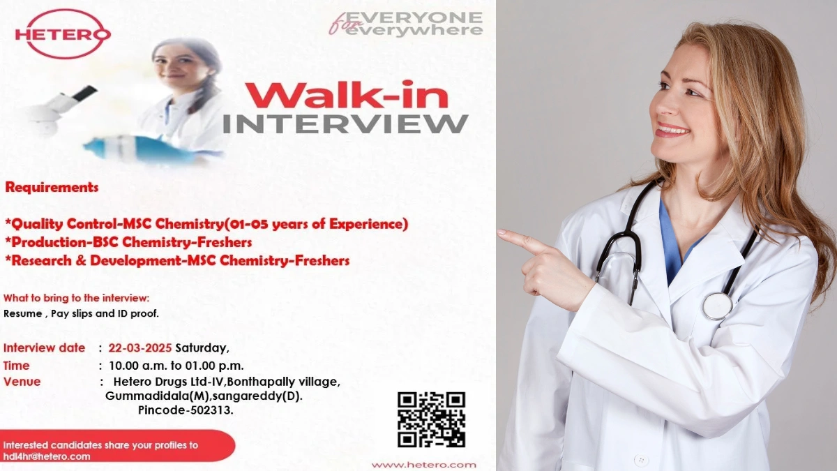 Hetero Labs Limited Walk-In Interviews for QC, Production and R&D on 22nd March