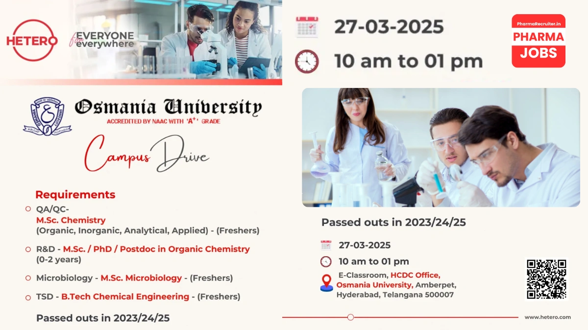 Hetero Labs Limited – Campus Drive for Freshers