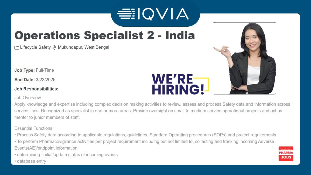 IQVIA Is Hiring for Operations Specialist 2 [Full-Time]