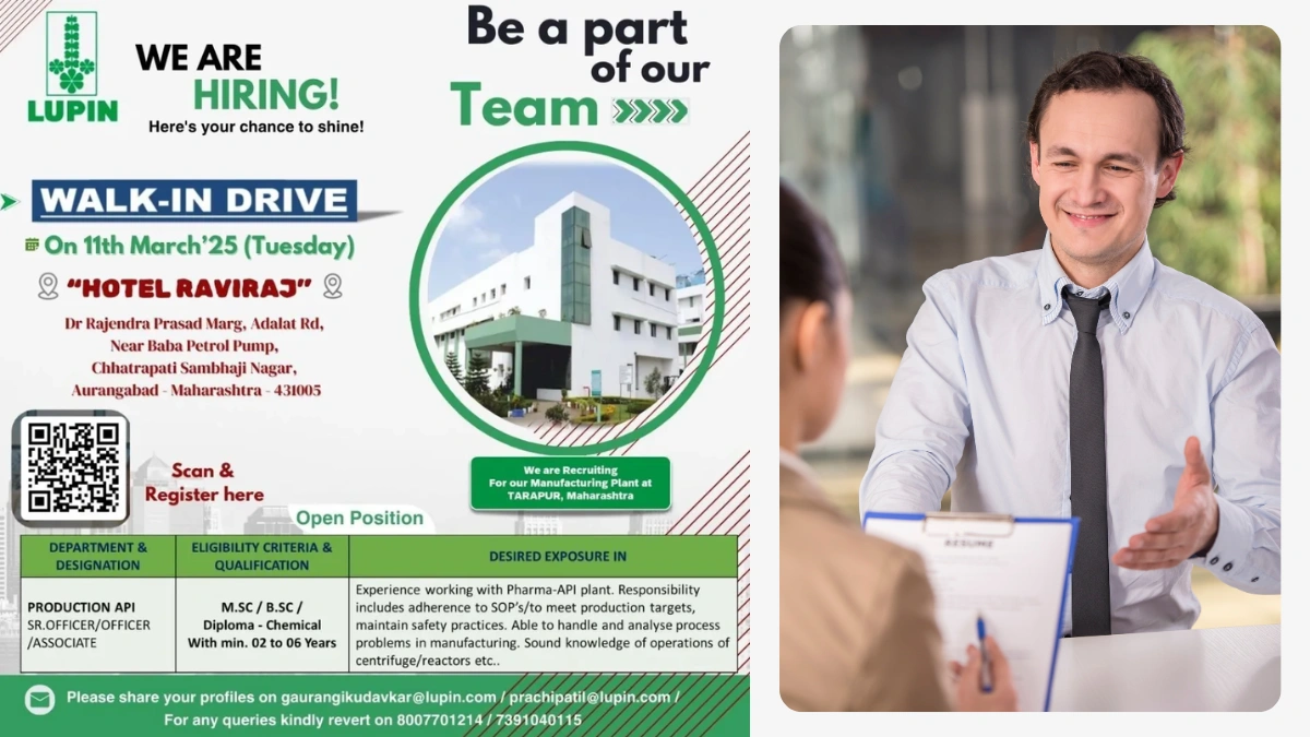 Lupin Limited Walk-In Interviews - Production API Roles on 11th March