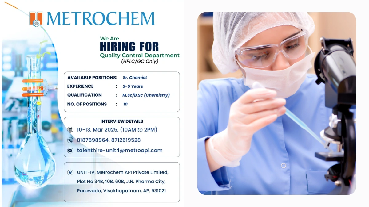 Metrochem API Pvt Ltd – Walk-In Interviews for Quality Control