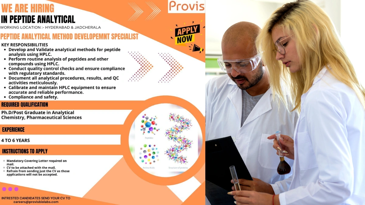 Provis Hiring for Peptide Analytical Method Development Specialist