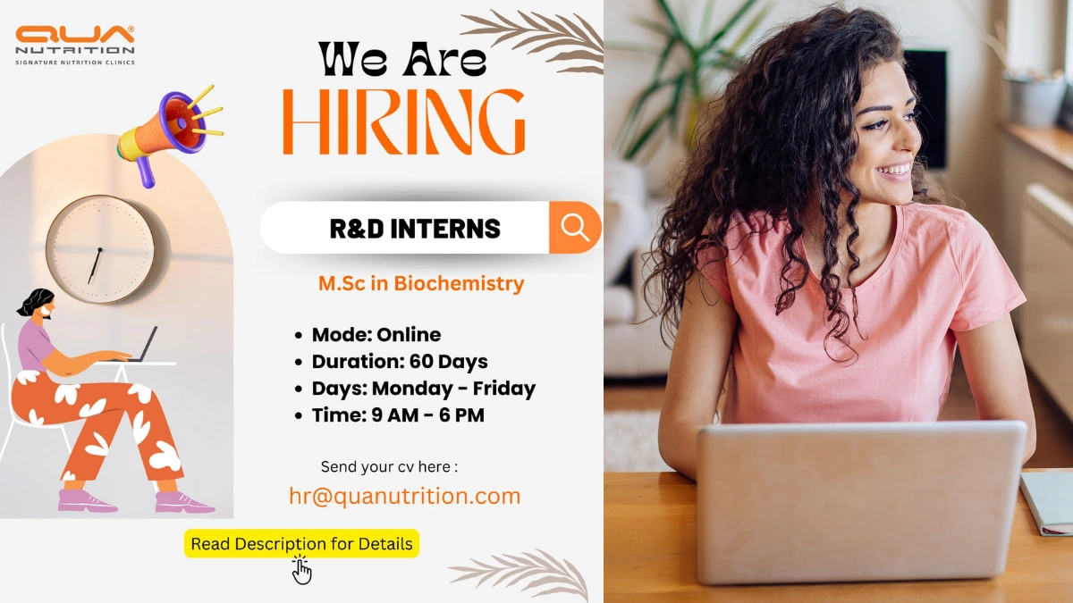 Qua Nutrition Hiring an R&D Intern – Online Opportunity for M.Sc Biochemistry Graduates!