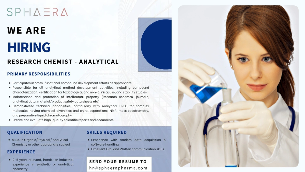Sphaera Is Hiring A Research Chemist - Analytical (2-5 Years Exp.)