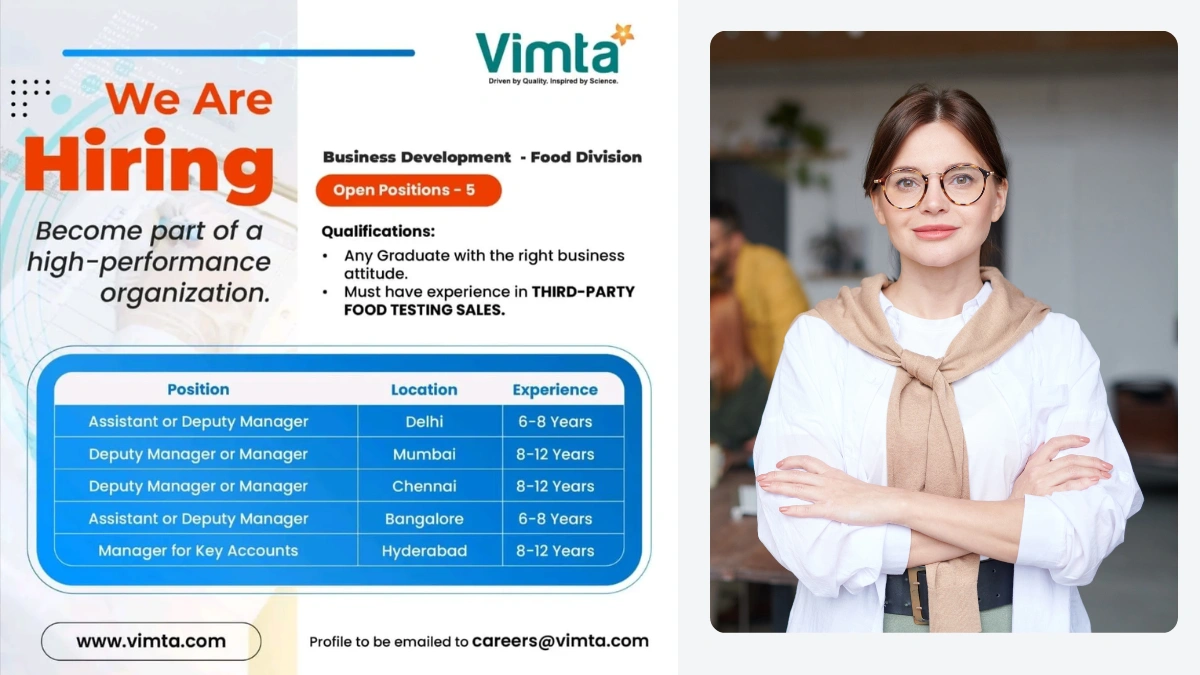 Vimta Is Actively Hiring for Business Development - Food Division