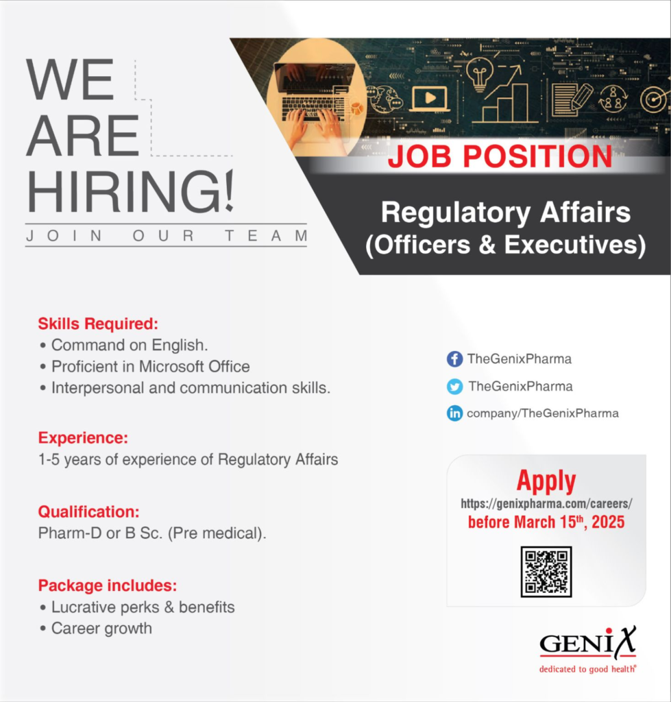 The Genix Pharma Hiring Regulatory Affairs Officers & Executives
