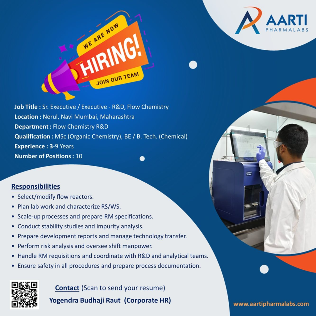Raarti Pharmalabs Hiring - Join Our Flow Chemistry R&D Team in Navi Mumbai