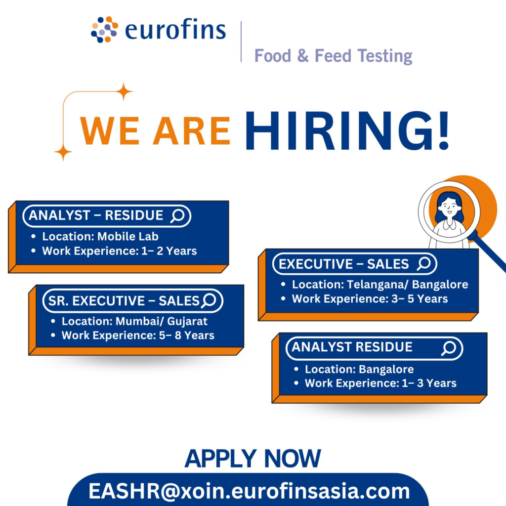 Eurofins Food & Feed Testing Hiring for Analysts and Sales Professionals