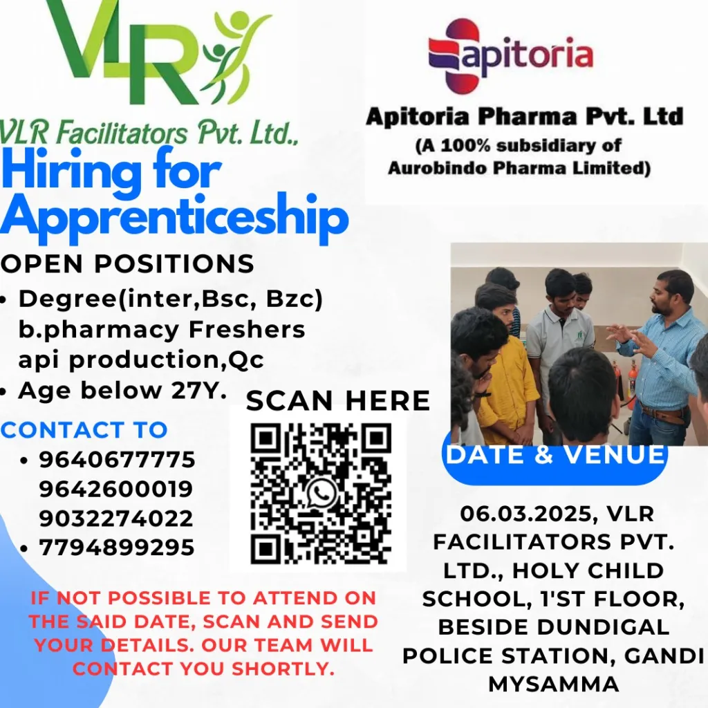 Apitoria Pharma Walk-In Drive for Freshers for Apprentice Trainee