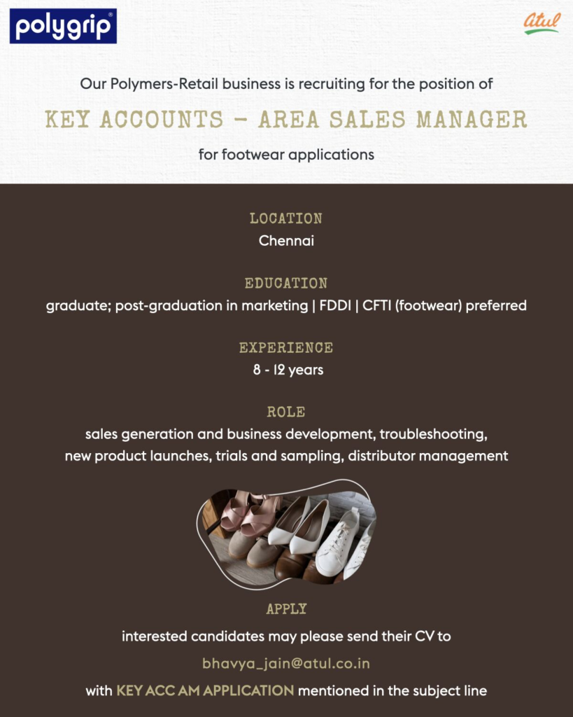 Polygrip (Atul) Is Hiring for Key Accounts Area Sales Manager