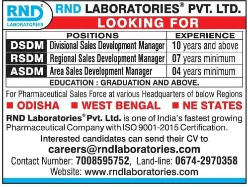 RND Laboratories - Urgent Hiring for Multiple Positions