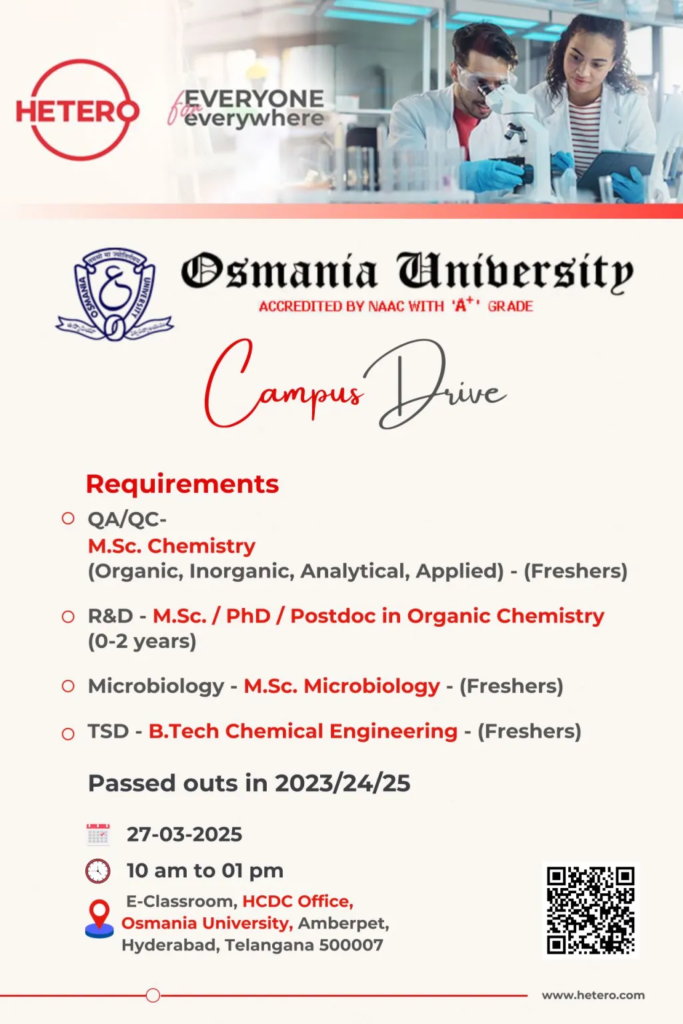 Hetero Labs Limited – Campus Drive for Freshers
