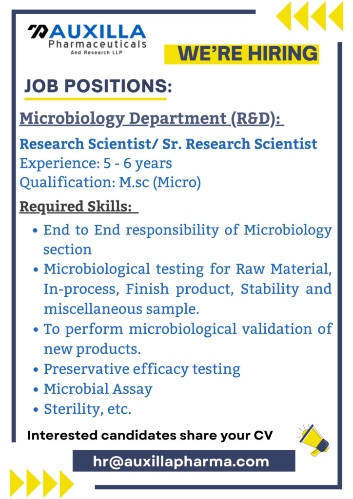 Auxilla Pharmaceuticals – Hiring Research Scientists for Microbiology R&D!