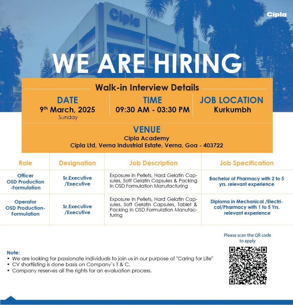 Cipla Walk in Interview
