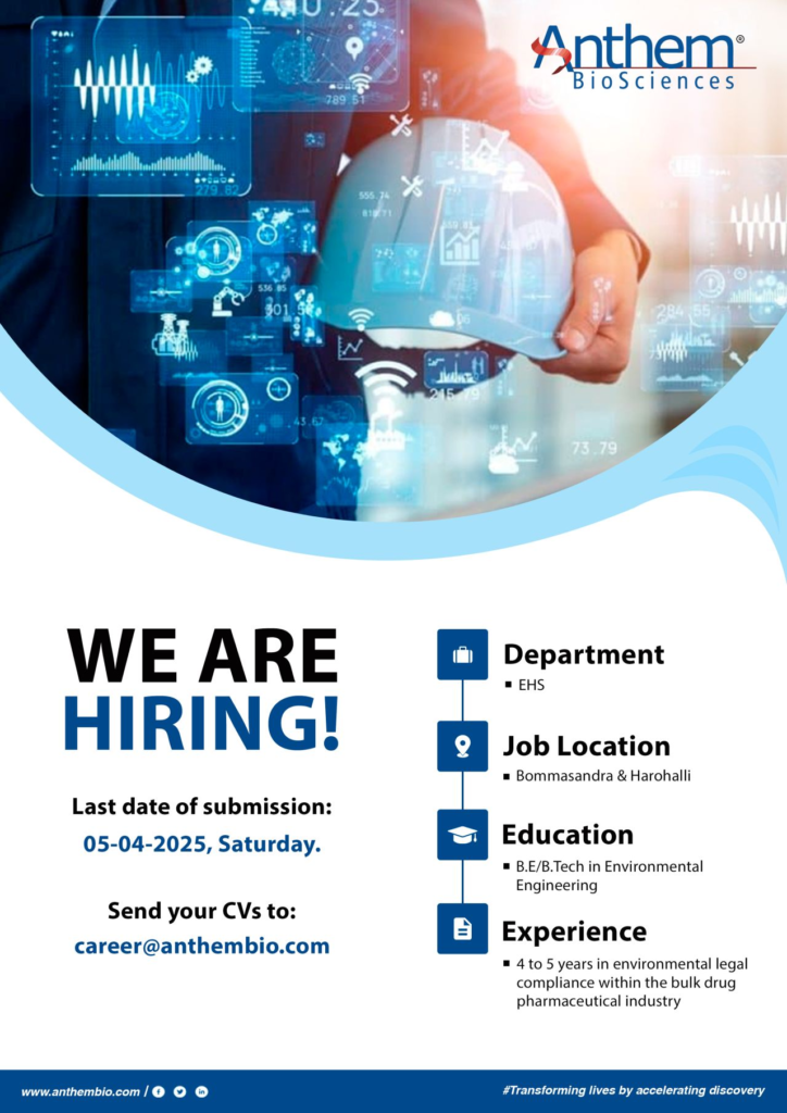 Anthem BioSciences – Hiring for EHS Department on 5th April, 2025