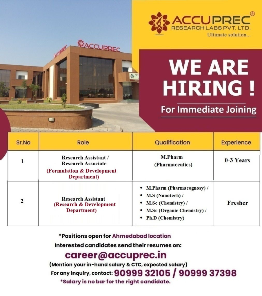 Accuprec Research Labs Pvt. Ltd. – Hiring Freshers for Research Roles