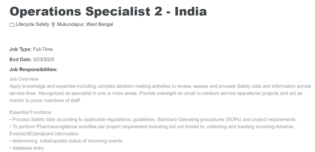 IQVIA Is Hiring for Operations Specialist 2 [Full-Time]