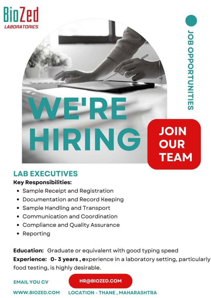BioZed Laboratories Hiring 2025 - Lab Executive Jobs in Thane, Maharashtra