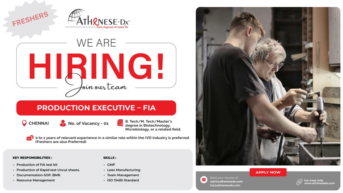 Athenese-Dx Is Hiring Freshers for Production Executive