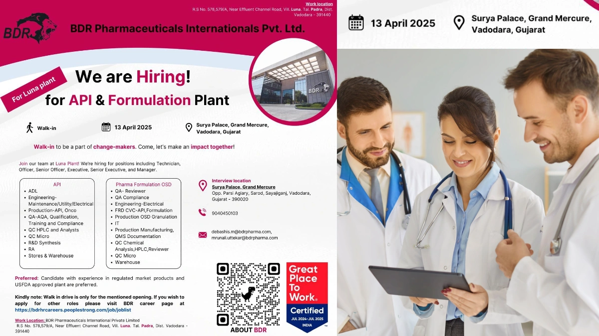 BDR Pharmaceuticals Walk-In Interviews for Multiple Roles