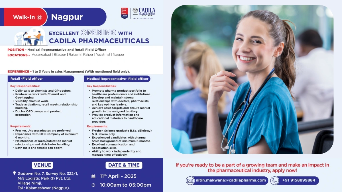 Cadila Pharmaceuticals Walk-in Interview