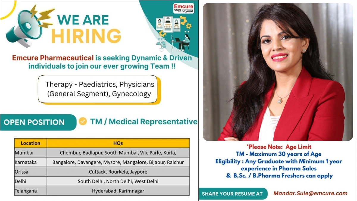 Emcure Pharmaceuticals Walk-In Interviews for Medical Representatives Across India