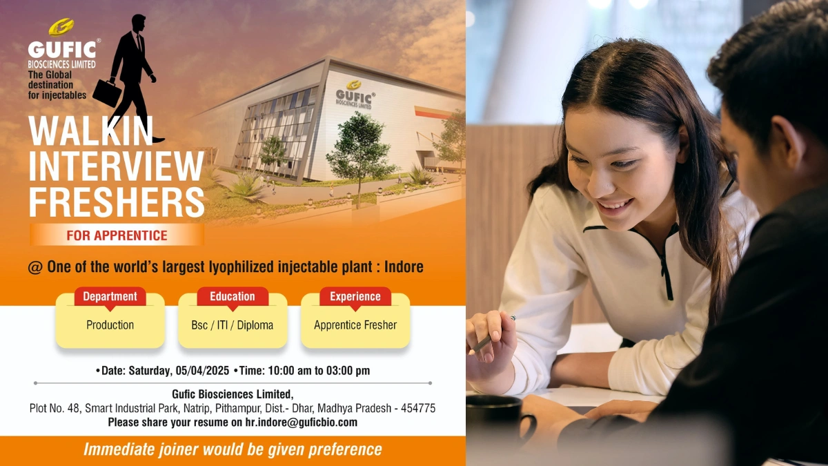 Gufic Biosciences Apprentice Program! - Walk-In Interview for Freshers