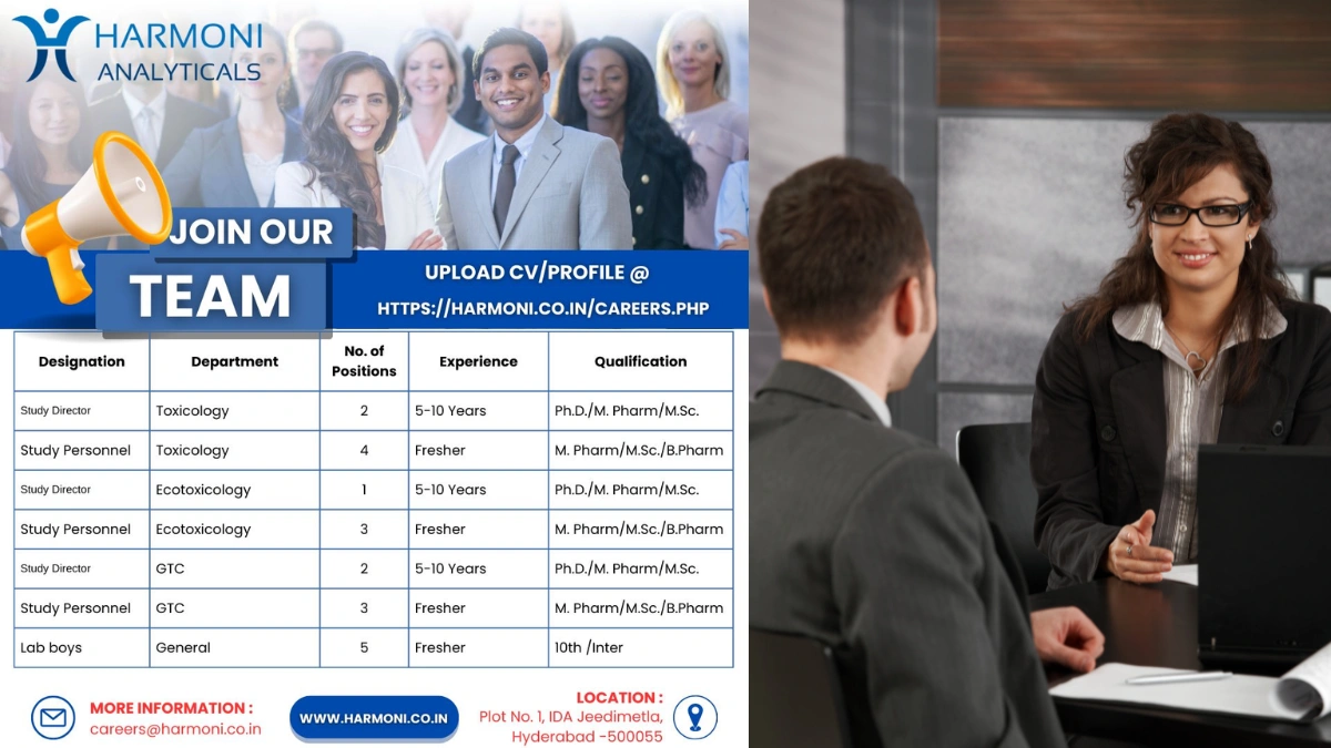 Harmoni Analyticals Pvt. Ltd Walk-In Interviews - Join Our Toxicology, Ecotoxicology, and GTC Teams
