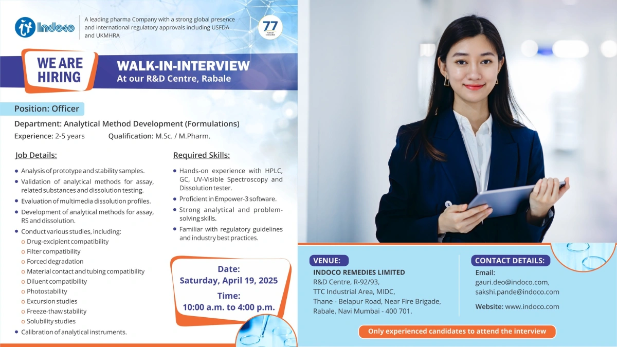 Indoco Remedies Limited Walk-In Interview – Analytical Method Development Opportunities