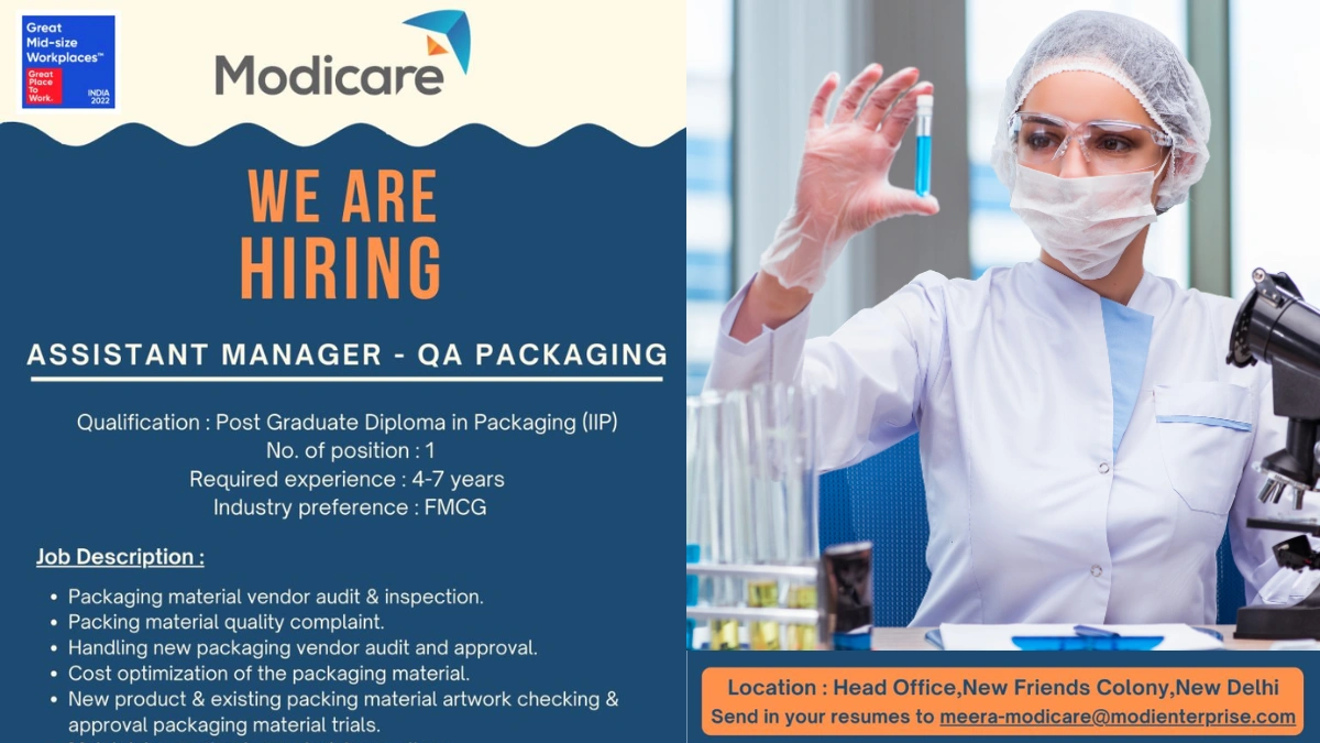 Modicare Hiring for Assistant Manager QA Packaging Opportunity