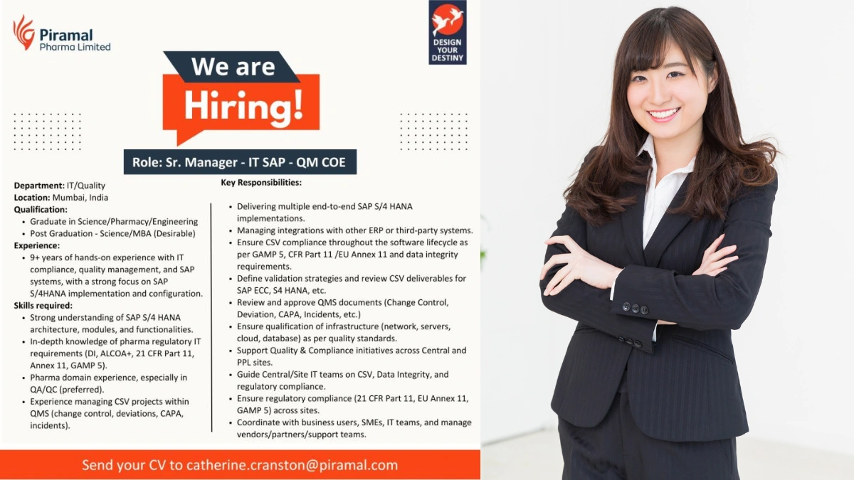Piramal Pharma Limited - Job Openings for Sr. Manager - IT SAP - QM COE