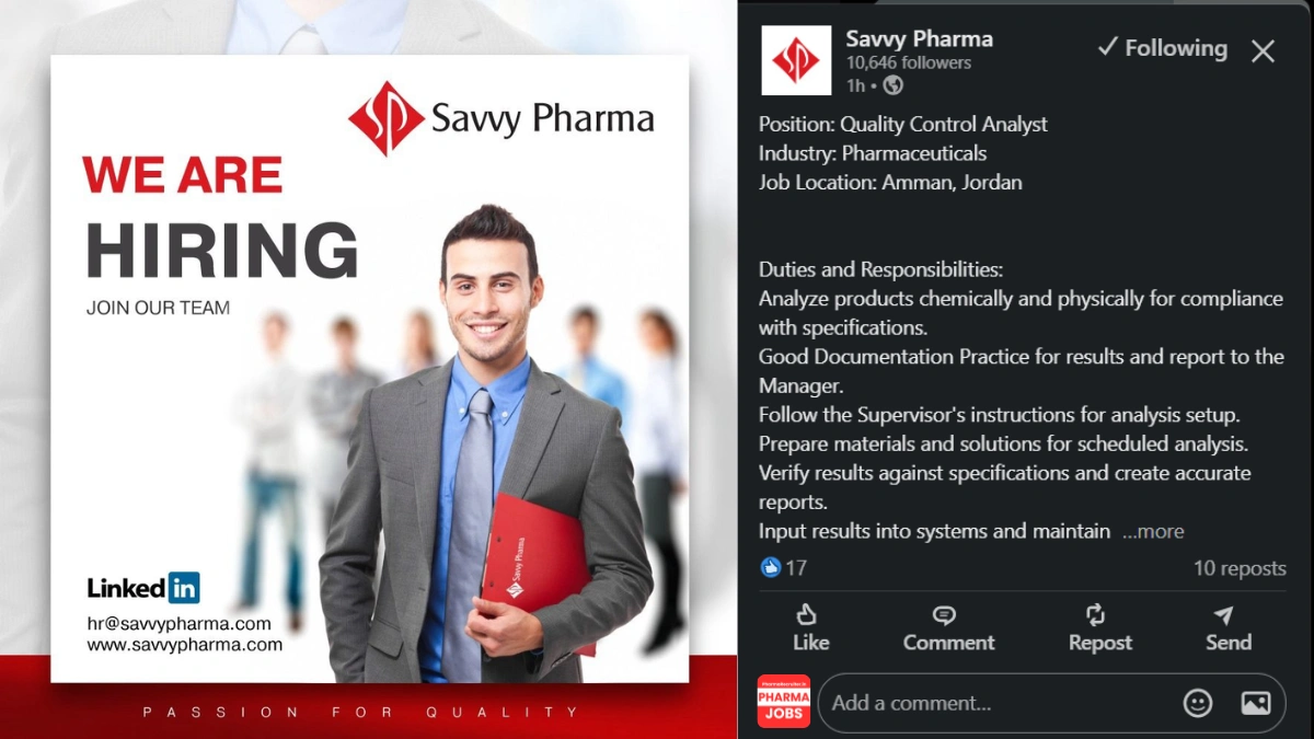 Savvy Pharma - Job Openings for Quality Control Analyst