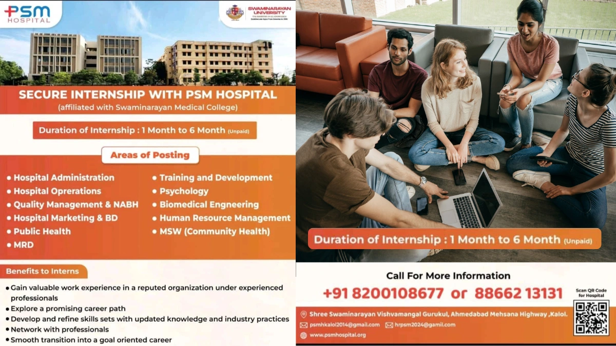 Secure Your Internship with PSM Hospital – Swaminarayan University