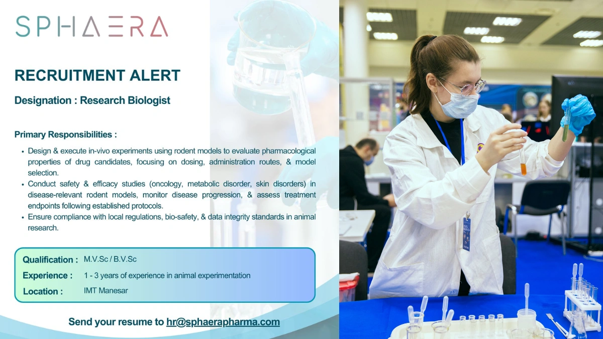 Sphaera Pharma Recruitment Alert for Research Biologist