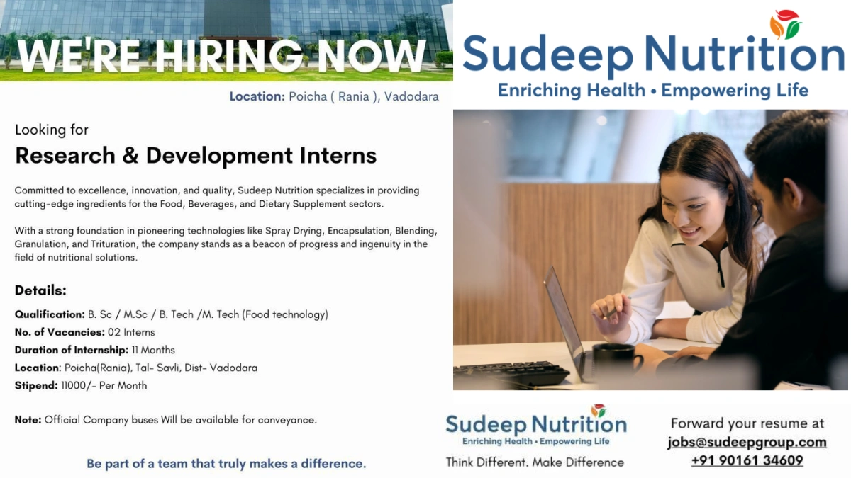 Sudeep Nutrition Is Hiring Research & Development Interns