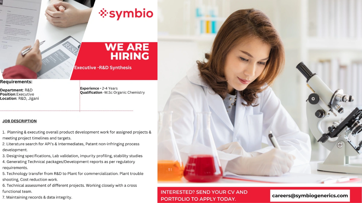Symbio Generics Walk-In Interviews for Executive - R&D Synthesis