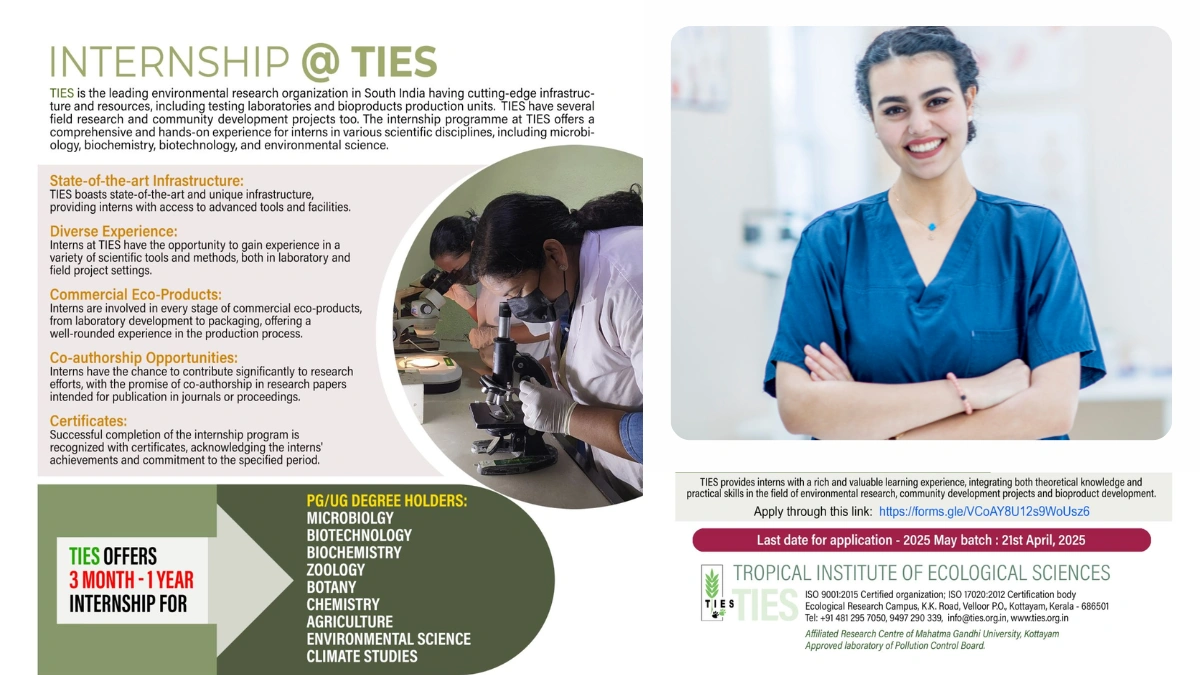 TIES Internship Opportunity - Join South India’s Leading Environmental Research Organization