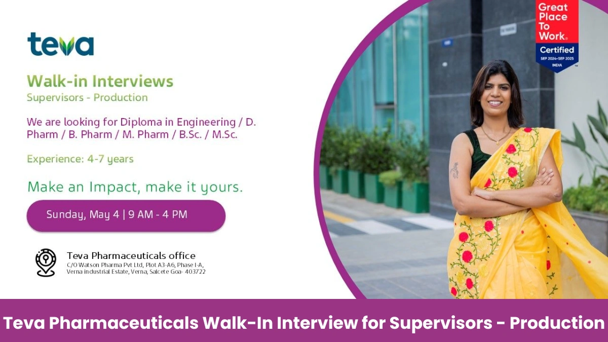 Teva Pharmaceuticals – Walk-In Interview for Supervisors - Production