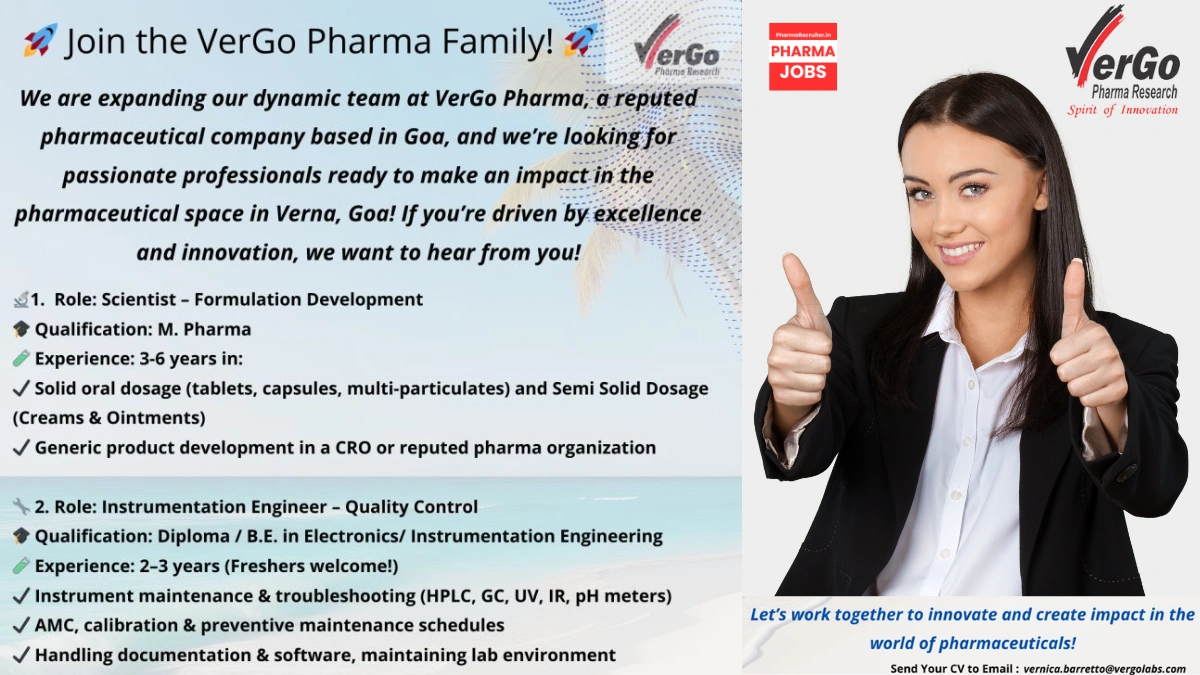 VerGo Pharma Family – Multiple Career Opportunities